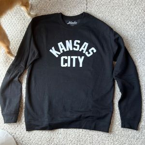 L Urban Apparel Black Crew neck sweater. Kansas City. Black and white.